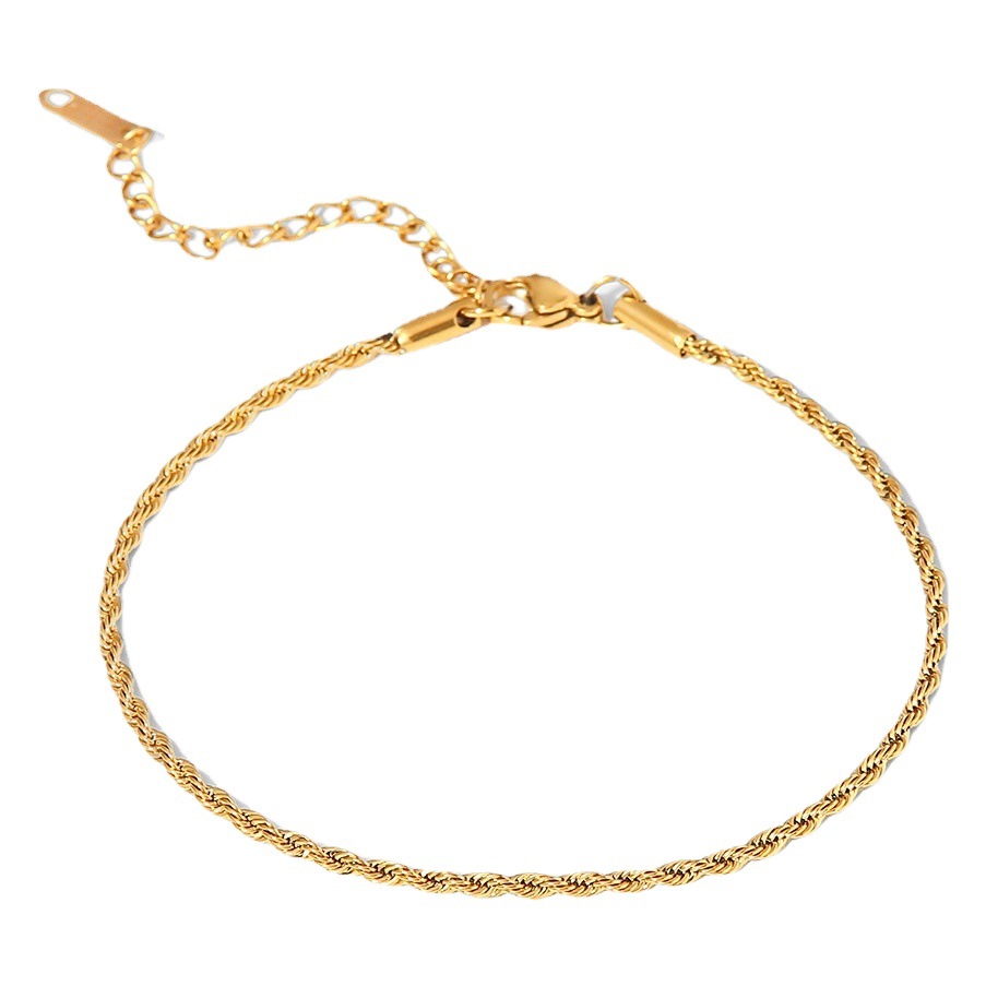 Estilo europeo y americano de las mujeres nueva titanio acero tobillera Acero inoxidable moda 2mm grueso oro torcedura cadena tobillera joyería
