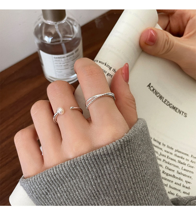 Minimalistischer Perlenring Damen Korean Style Offener Ring_voghion.com