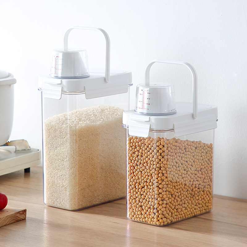 PET food grade sealed jar with handle large capacity plastic storage box kitchen grains storage jar wholesale