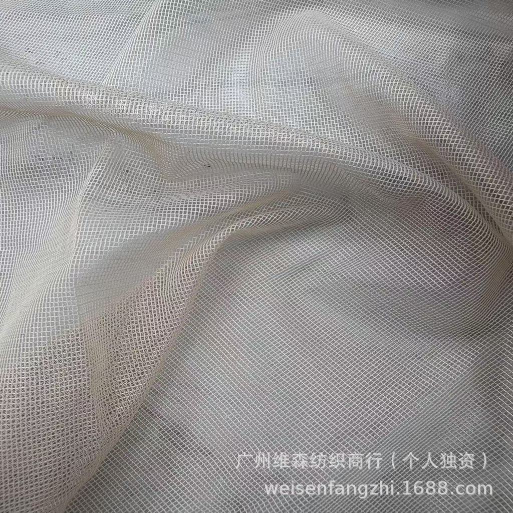 全涤纶无光细格网布小方格无弹小细方格子网眼布儿童纱裙网纱网布