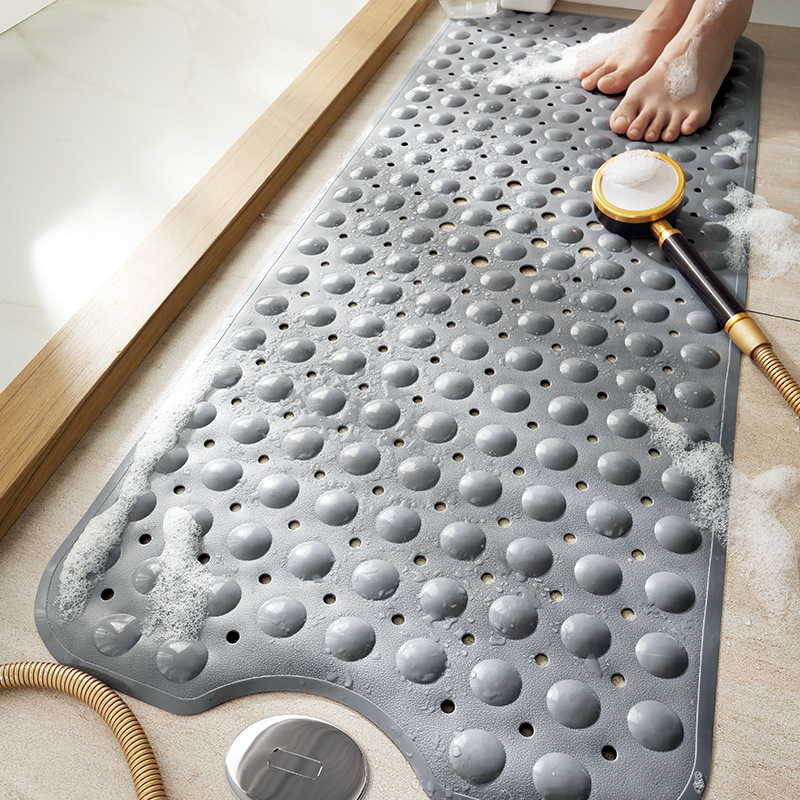跨境纯色浴室PVC长条地垫ins卫生间家用淋浴房防滑垫沐浴吸盘脚垫