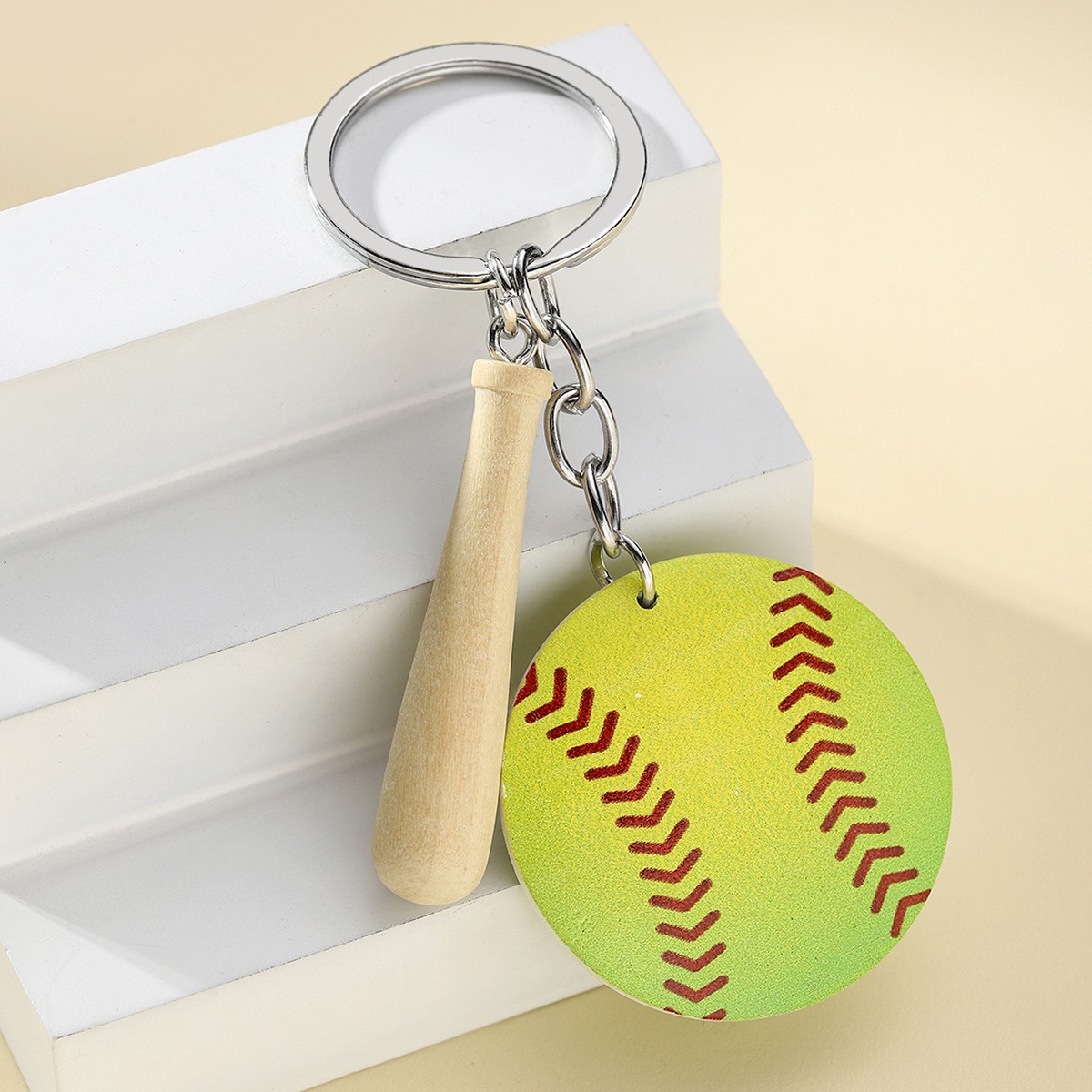 12g Weight Keychain Classification 1 Piece Quantity Daily Occasion Wood Material Baseball Pattern Unisex Gender Sports Style 1 Piece Sports Baseball Wood Unisex Keychain 9