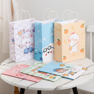 卡通ins簡約可愛韓風萌熊牛皮紙袋零食包裝袋生日伴購物手提禮袋
