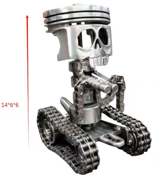 Comercio exterior Venta caliente PistonSkullFaceSculpture pistón cráneo cara escultura resina engranajes adornos