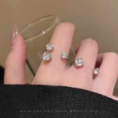 指尖星光~爆闪双头锆石戒指女小众设计轻奢关节戒高级感叠戴指环