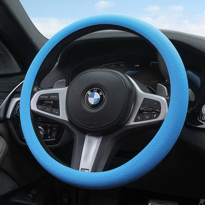Car Steering Wheel Cover Ultra-Thin and Light Silicone Cover Car All-Season Universal Silicone Anti-Slip and Wear-Resistant Steering Wheel Cover (Steering wheel cover) - blue-anti-slip-and-anti-sweatuniversal-for-cars-default-item