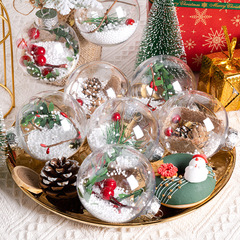 Creative DIY Christmas Materials Plastic Christmas Balls Transparent Snowflake Orb Decorations for Christmas Tree Tree Ornaments and Decor Balls