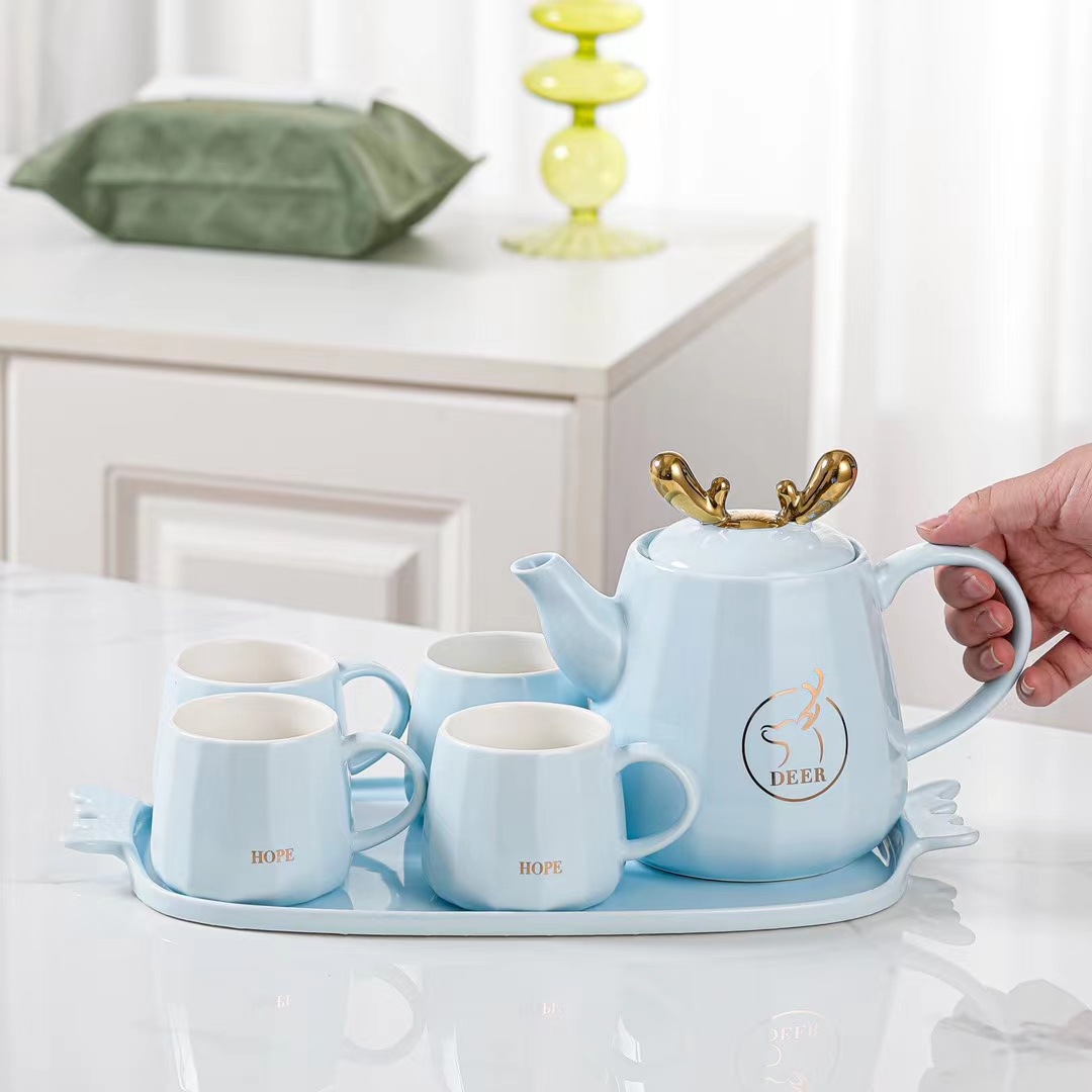 Elk creativo regalo de cerámica botella de agua fría taza traje estilo nórdico simple conjunto de agua dulce taza