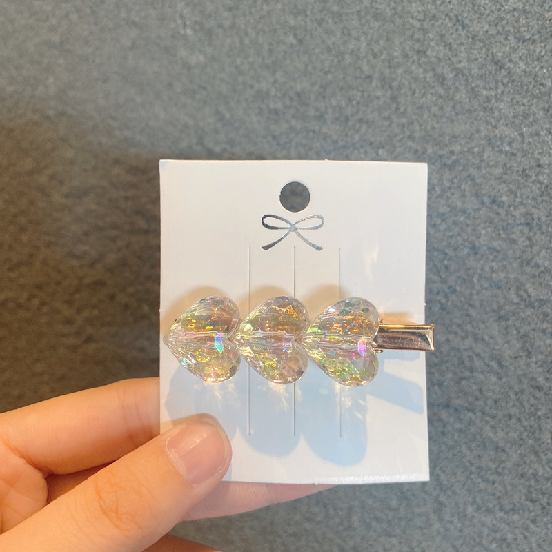 12g Weight Headwear Classification Festival Occasion Heart Pattern Women'S Gender Korean Laser Transparent Ice Cube Hairpin 7
