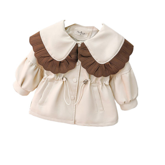 Baby 2023 new western style cute fleece-lined leather coat foreign trade wholesale children's cotton-padded trench coat live broadcast supply