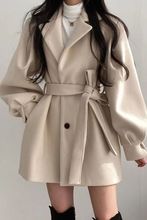 感小个子毛呢外套女装新款潮韩版宽松秋冬中长款妮子大衣