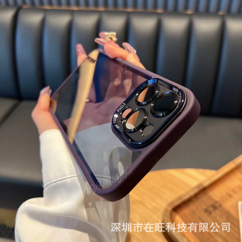 Suitable for iPhone 17 Pro Max Transparent Gray Second-Generation Eagle Eye Phone Case, Apple 14 Skin-Feel Metal Lens Protective Cover