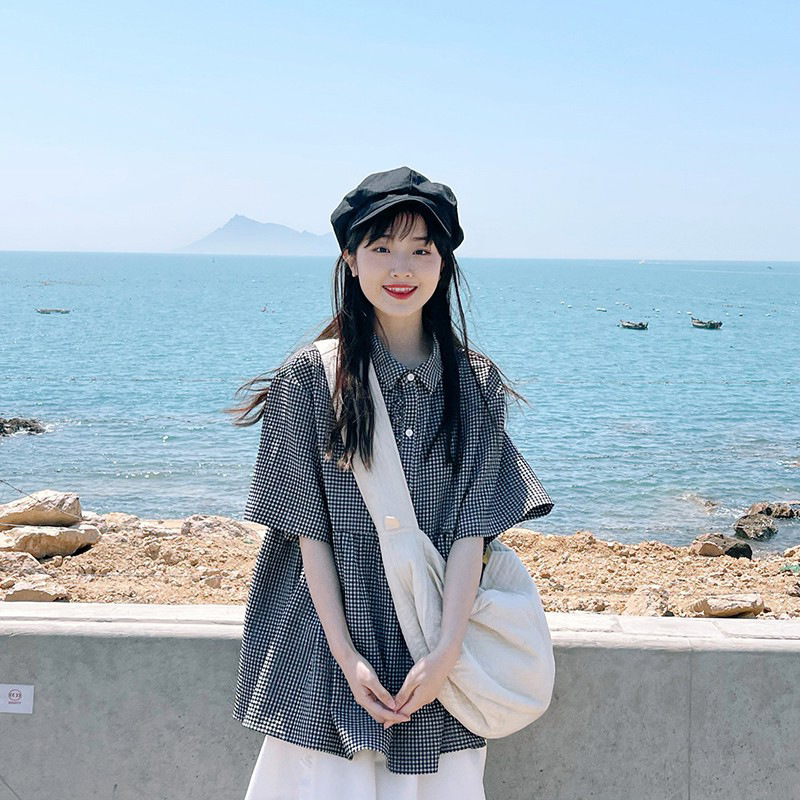 Women's Summer New Design Sense Niche Short-sleeved Women's Shirt Loose Doll Shirt plus size Cute Women's Top