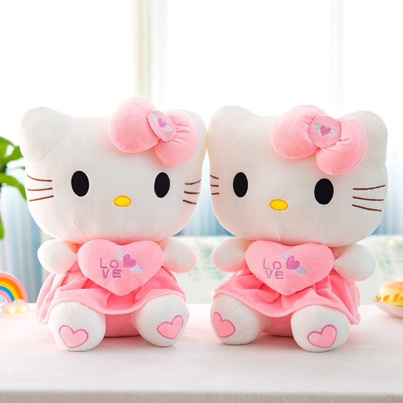 经典KT猫毛绒玩具凯蒂猫公仔抱心天使kt猫娃娃少女心生日礼物批发|undefined
