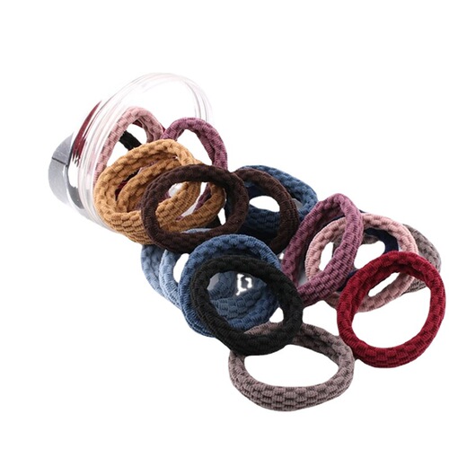 Manufacturer wholesale Korean bold high-elastic jacquard towel ring seamless and durable headband hair rope rubber band leather sheath hair ring