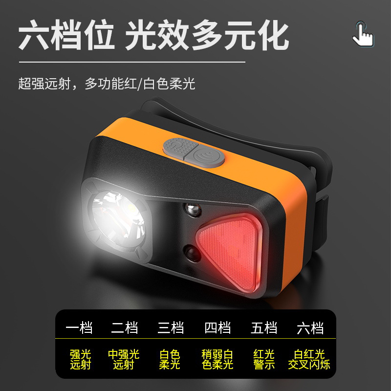 Faros de inducción de carga, ciclismo al aire libre, escalada, ligero, linterna montada en la cabeza, luz fuerte portátil, luz de pesca nocturna súper brillante