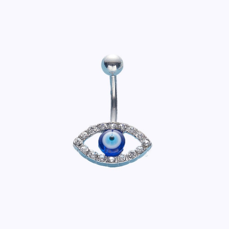 Devil's Eye Belly Button Ring With Full Diamonds Jewellery_voghion.com