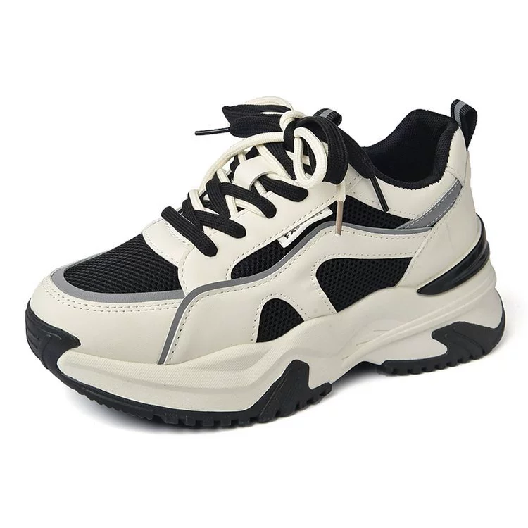 Туфли Dad Shoes для женщин 2025 года, лето, корейский стиль, с толстой подошвой, обувь на шнуровке с круглым мысом, повседневная модная обувь
