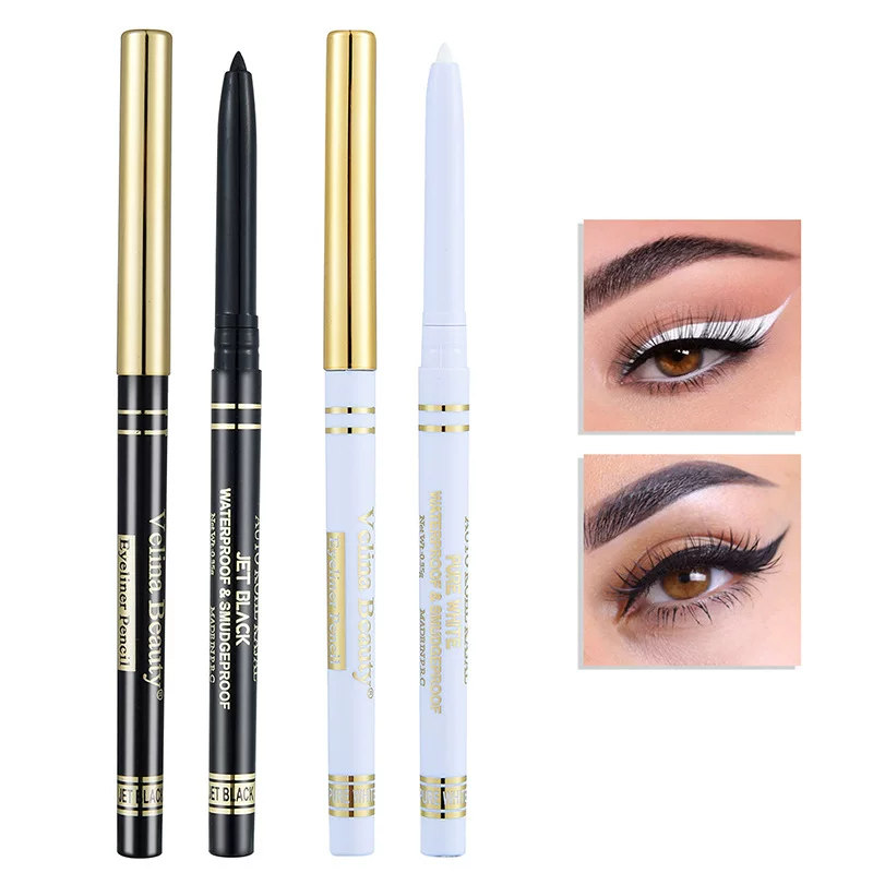 Black white smooth waterproof precise eye pencil, no smudge, long-term effect