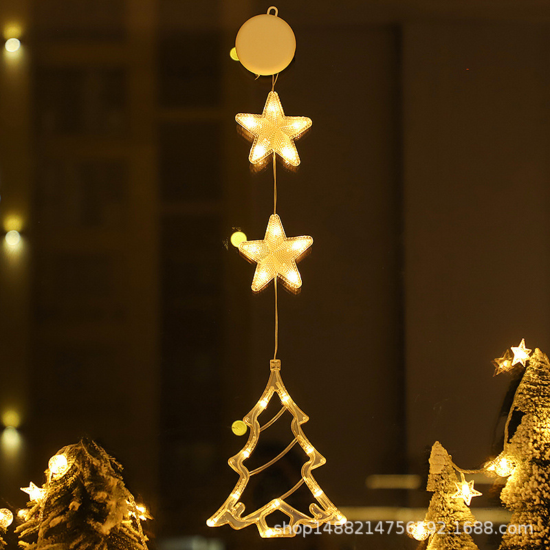 Nuevas luces de decoración de Navidad luces de ventana Santa muñeco de nieve luces de estrella de ventana atmósfera decoración al por mayor luces de color