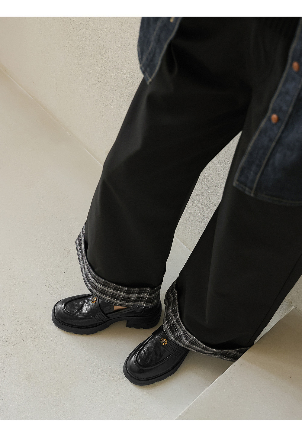 Giày loafer nữ mũi tròn gót vuông dày đế cao 6 cm da cừu — màu nâu chi tiết 19