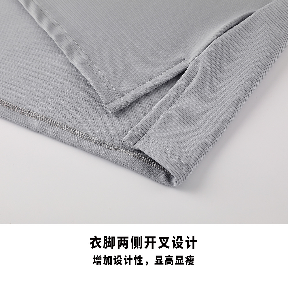 Otoño y invierno deportes medio cremallera rápida secado de manga larga camiseta de cuello masculino ropa de ejercicio casual tenis biking ropa de carrera