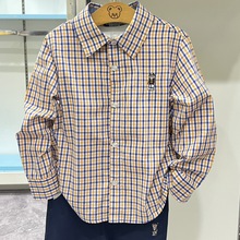 小熊童装现货春秋款男童格子衬衣衬衫长袖支持一件代发