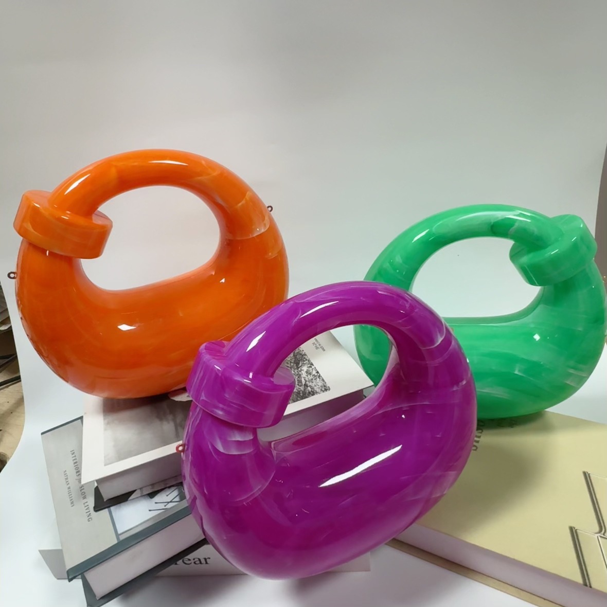 Europa y los Estados Unidos lujosos transfronterizos bolsas de cena de damas mármol mono nudo bolsas de mano de moda acrílico bolsas de cena