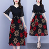 2022 Large Women's wear printing Chiffon Mosaic Show thin By age mm Short sleeved V. Stunning Dress