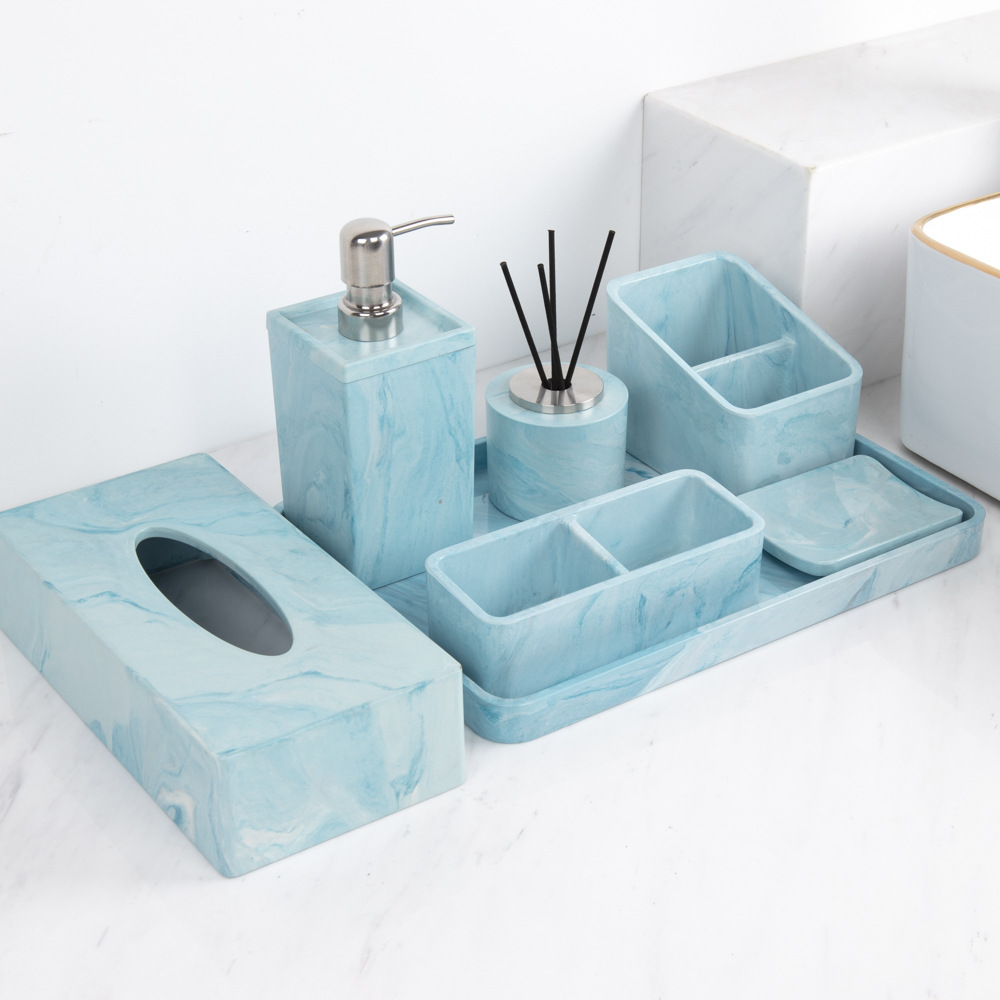 Caja de almacenamiento de mármol nórdico de lujo ligero de alta calidad, caja de extracción de papel, sala de patrón, conjunto de decoración del baño del hotel image 4