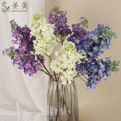 シミュレーション2フォークの紫丁の家庭の食卓の装飾の花芸のフランスの紫の青い花の材料の結婚祝いの偽の花芸