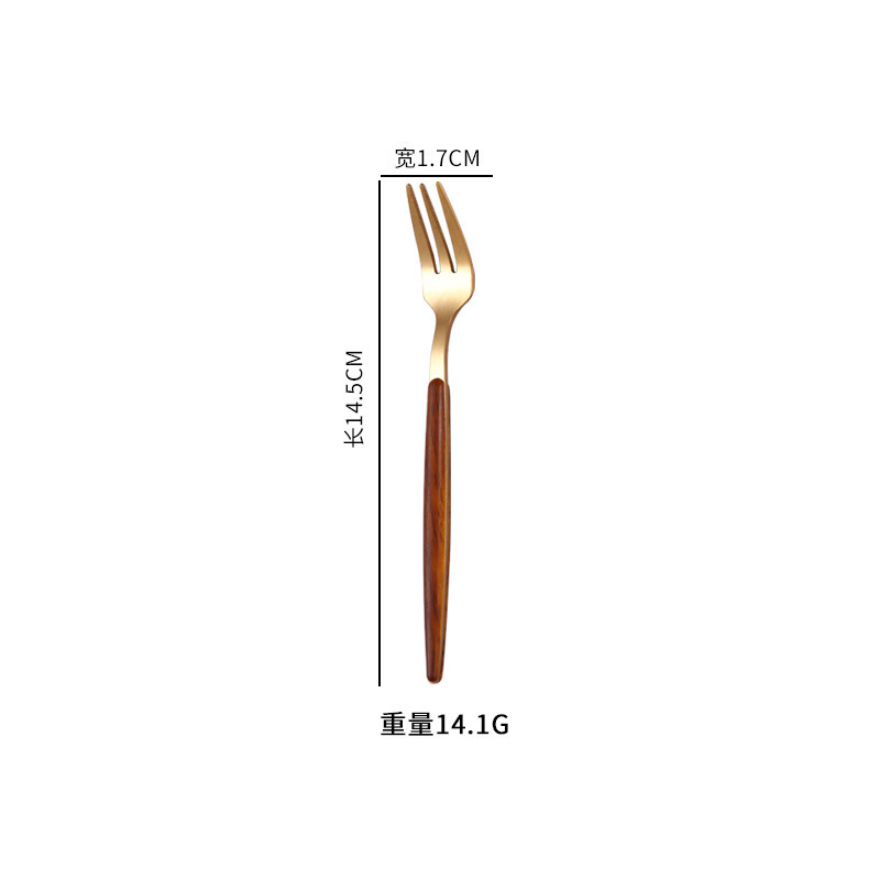 430ステンレスの軽い豪華な木の柄の日本式のナイフのフォークのスプーンの食器のセットの木目の食器のナイフのフォークのコーヒーのスプーン|undefined