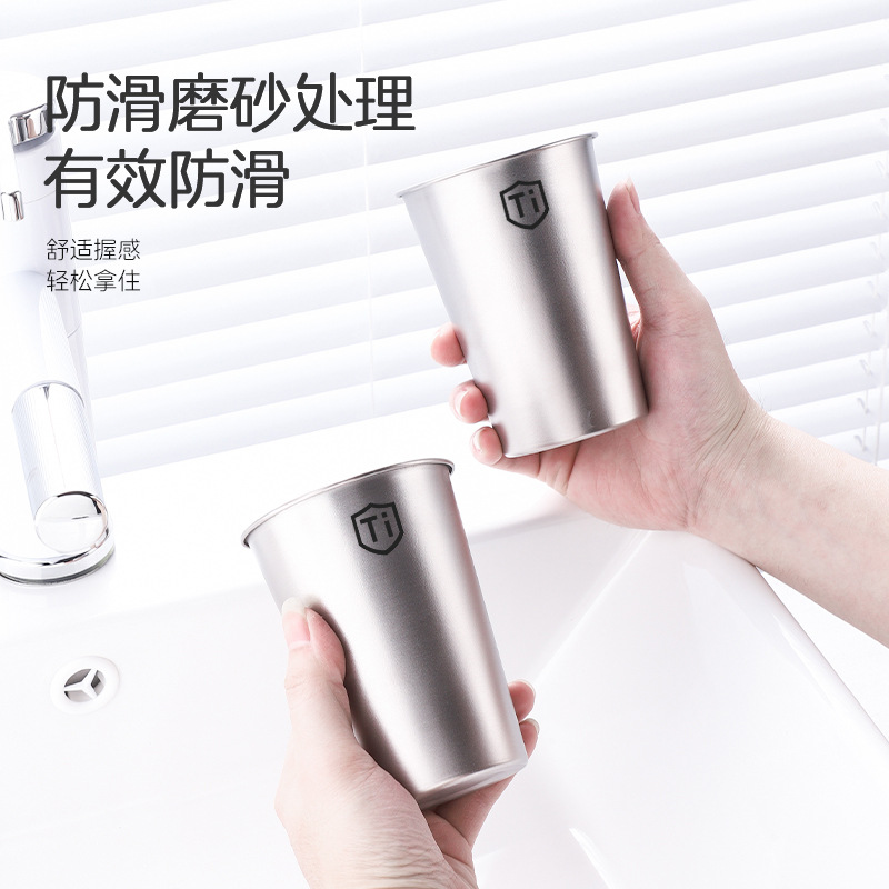 Taza de acero inoxidable, taza de lavado de titanio, taza de lavado de alta calidad, taza de cepillo de dientes de gran capacidad, pareja a prueba de caídas
