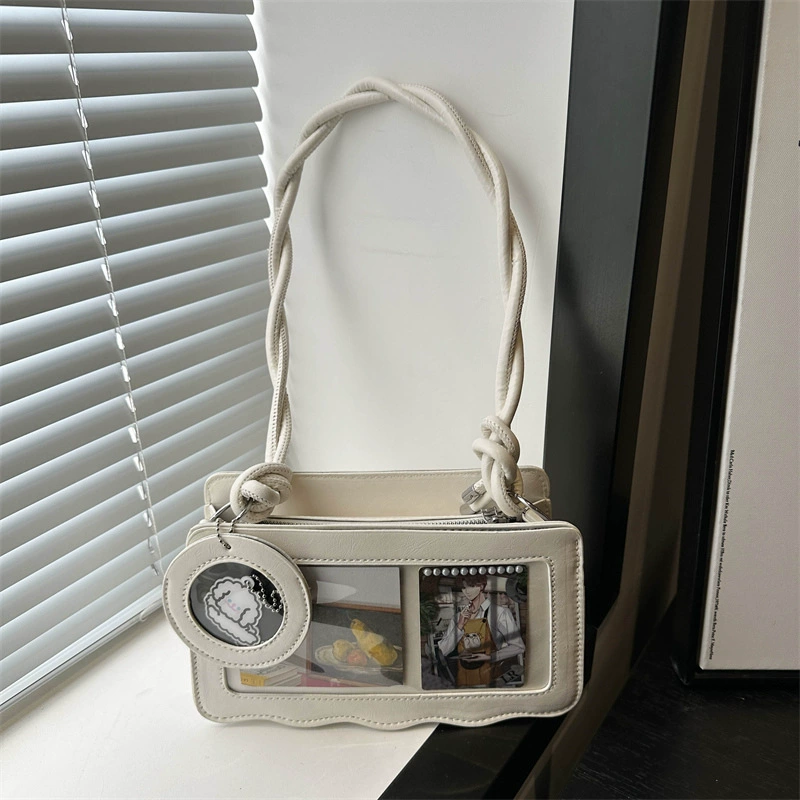 Сумка через плечо в японском стиле с ремешком, прозрачная маленькая квадратная сумка для студентов, вмещающая зерно, повседневная повседневная сумка через плечо для женщин.
