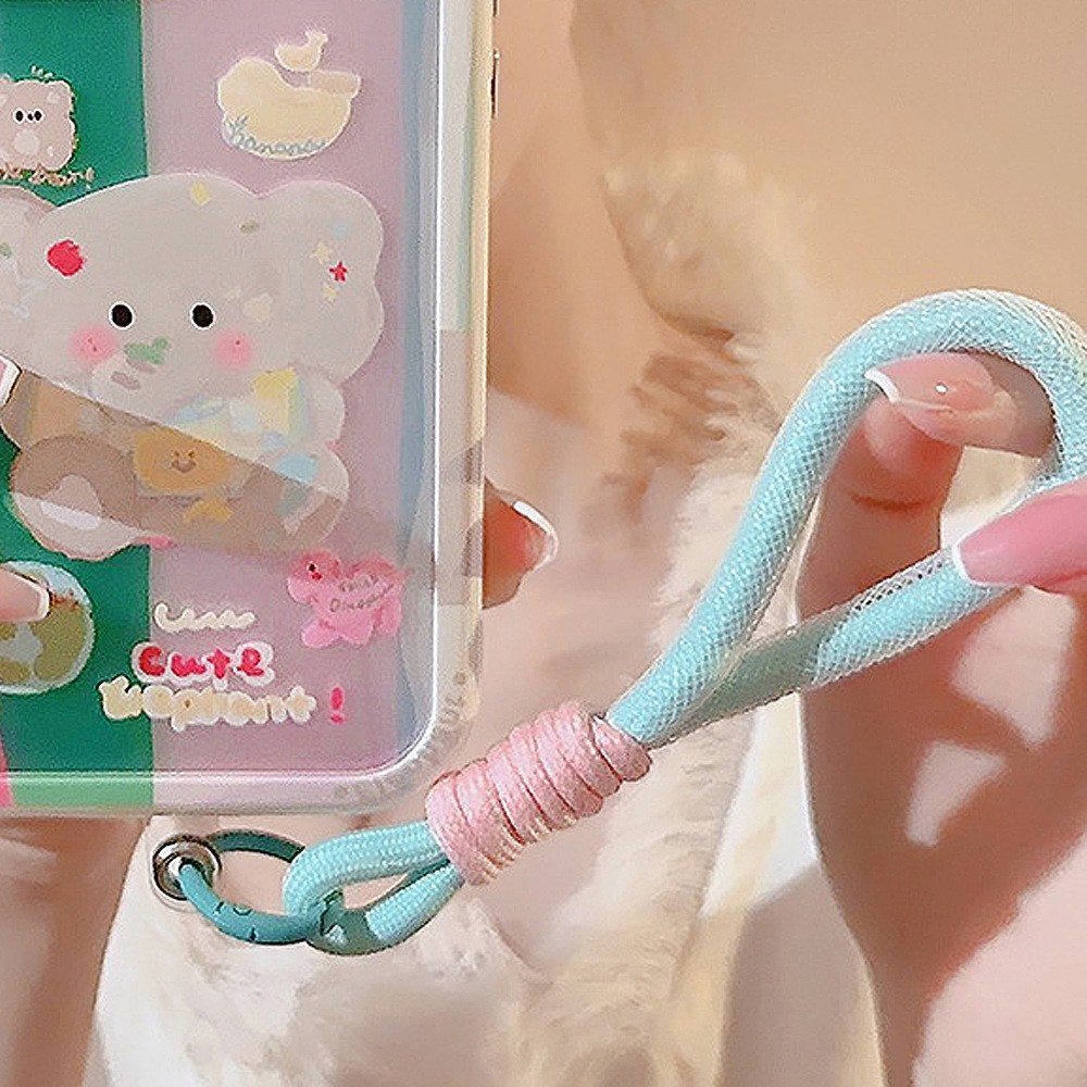 Cuerda de mano tejida multicolor para móvil, anti-pérdida, estilo a contraste