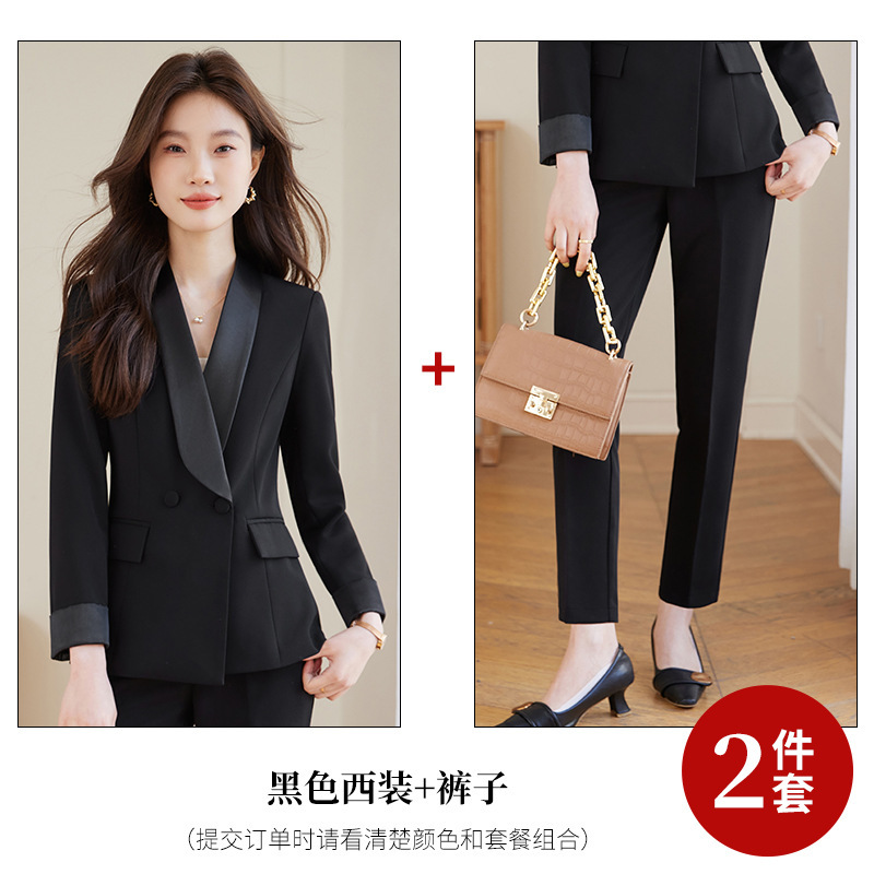 跨境白色西装套装女主持人职业西服气质设计高级感时尚休闲两件套|undefined