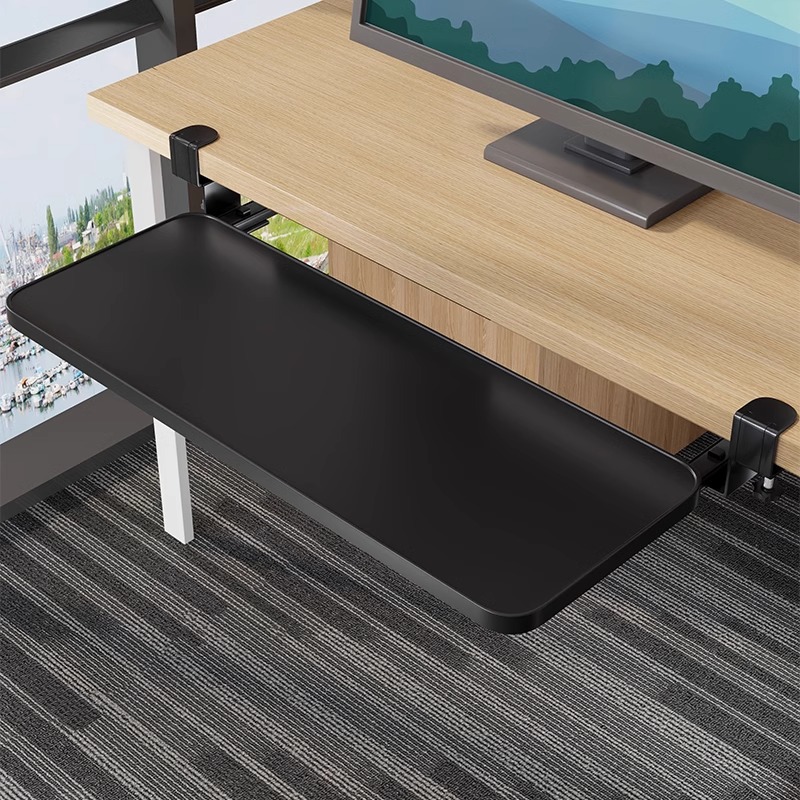 键盘托架免打孔抽屉架托免安装桌面滑轨夹桌下支架电脑鼠标收纳架