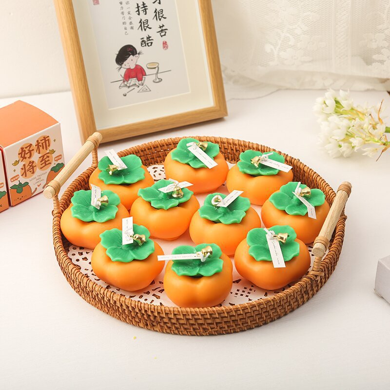 柿柿如意柿子香薰蠟燭禮盒室內家用持久高級情人節送禮物房間擺件