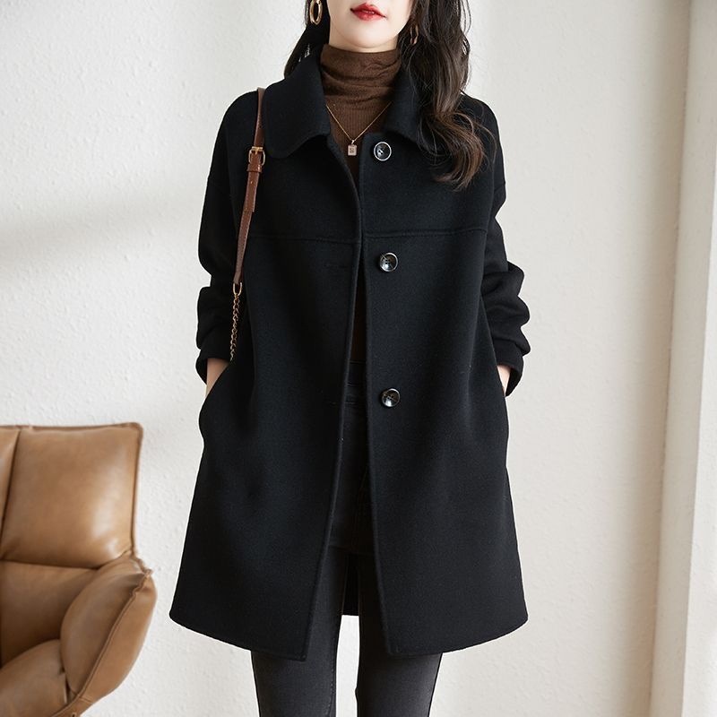 毛呢外套女中长款2025秋冬大码加肥加大胖MM气质羊毛呢外套大衣女