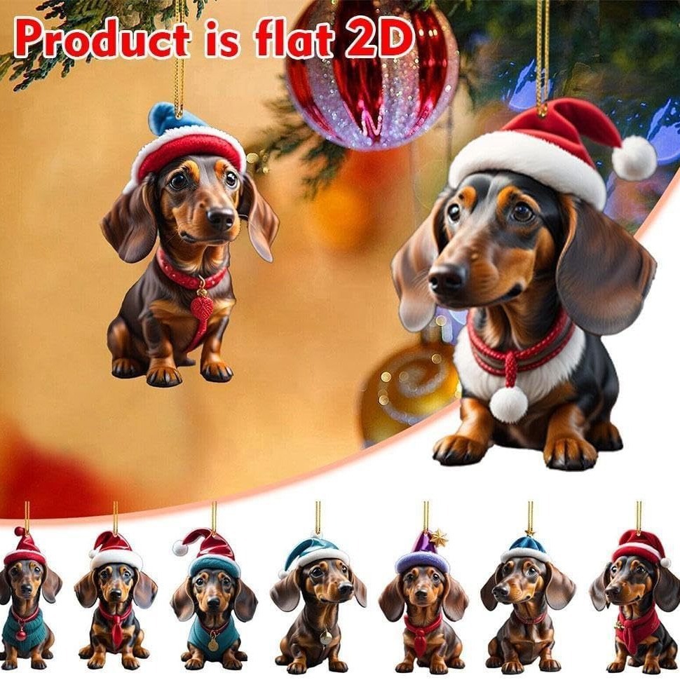 Transfronterizo nuevo perro de Navidad árbol de Navidad decoración colgante de acrílico plano regalo de Navidad decoración colgante