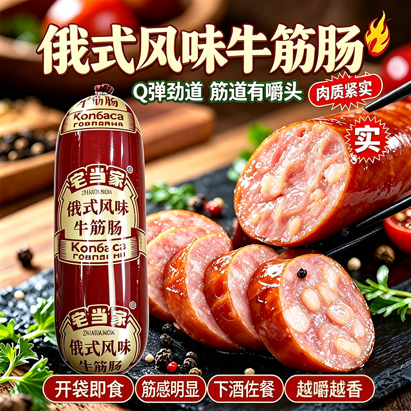俄罗斯风味牛筋肠180克香肠肉肠俄式火腿肠香嫩筋道即食香肠