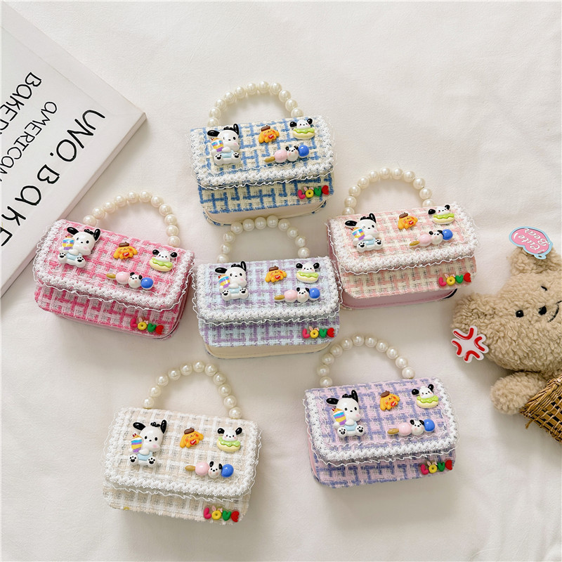 Moda Chanel estilo del todo-fósforo de los niños bolsa de moda de las mujeres de la Tela Escocesa pequeña bolsa cuadrada simple de dibujos animados bebé accesorios bolso bolsa