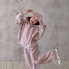 淘猪女童兔子卫衣套装25新款洋气韩版时髦运动外套卫裤两件套代发