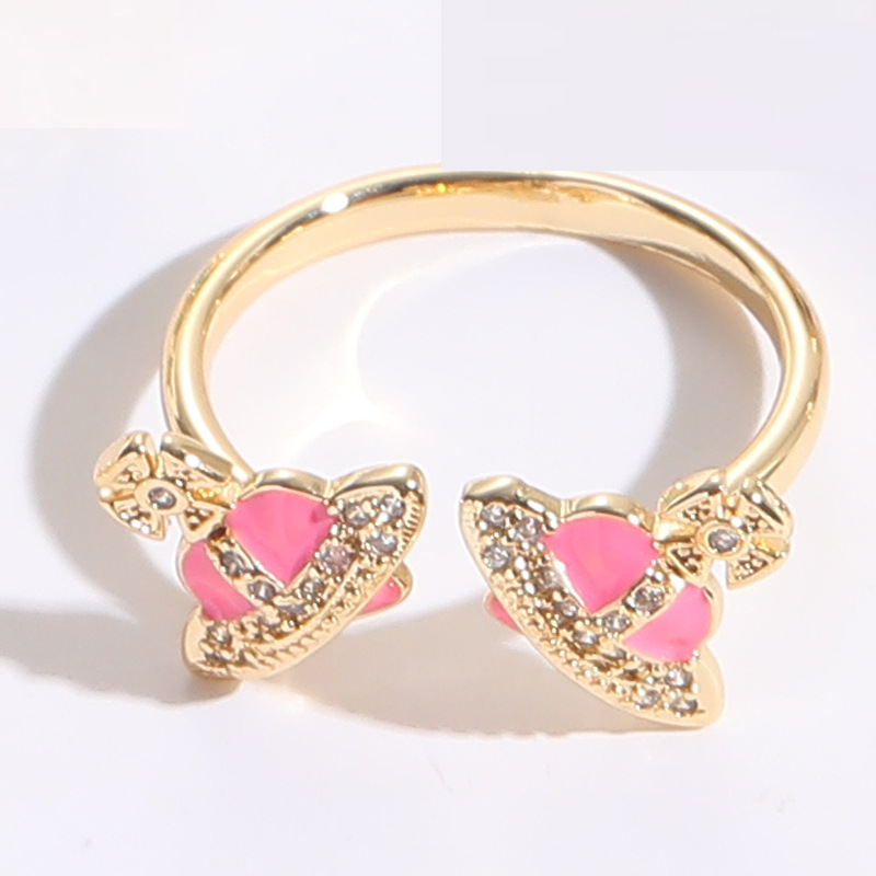 Fashion Planet Copper Inlay Zircon Open Ring 1 Piece