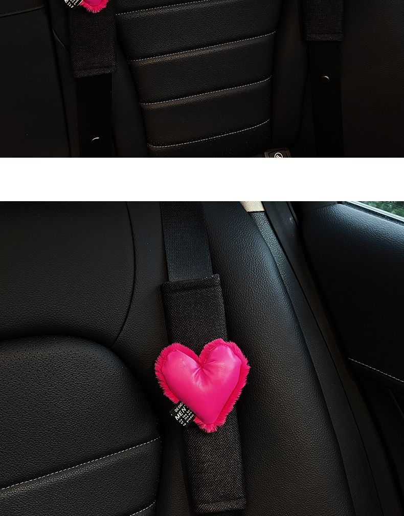 Car Seat Belt Shoulder Cover, Car High-End Sense, Universal Anti-Wear Clothing for All Seasons, Summer Heart Safety Belt Decoration