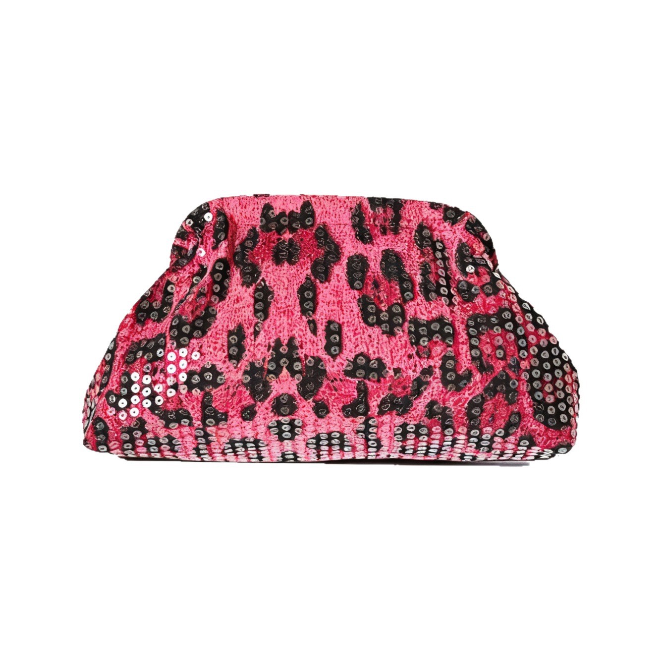 Women's Sequined Leopard Print Fuchsia Evening Bag Style Clutch Makeup Bag Prom Accessory_voghion.com