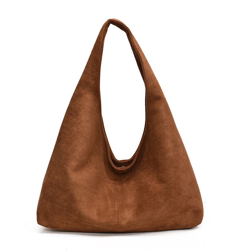 Women's Suede Tote Bag 2024 New Autumn/Winter Large Capacity Frosted Leather Shoulder Bag High-End Texture Commuter Bag - Thumbnail 5