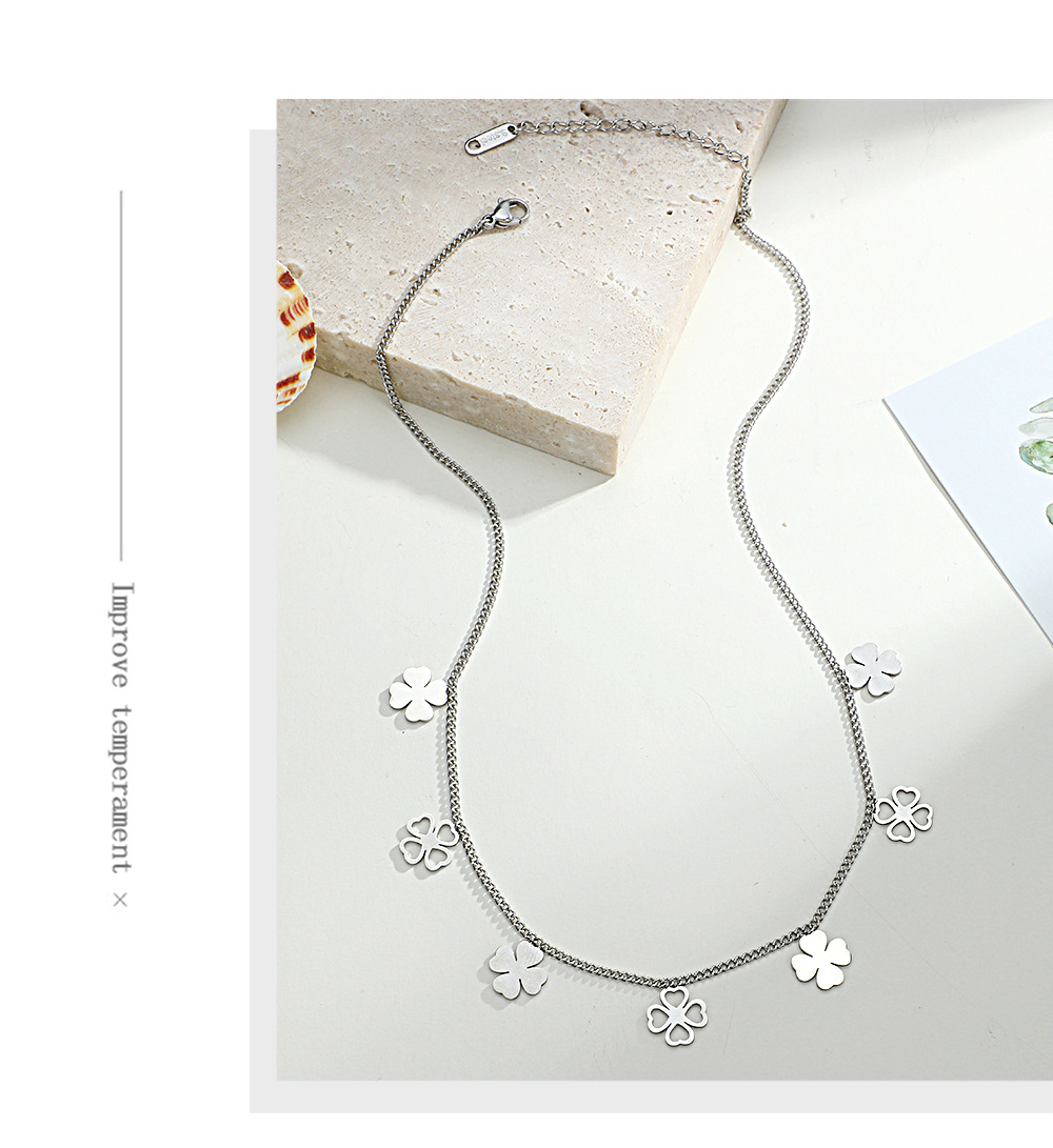 Leaf Fashion Stainless Steel Necklace Wholesale display picture 2