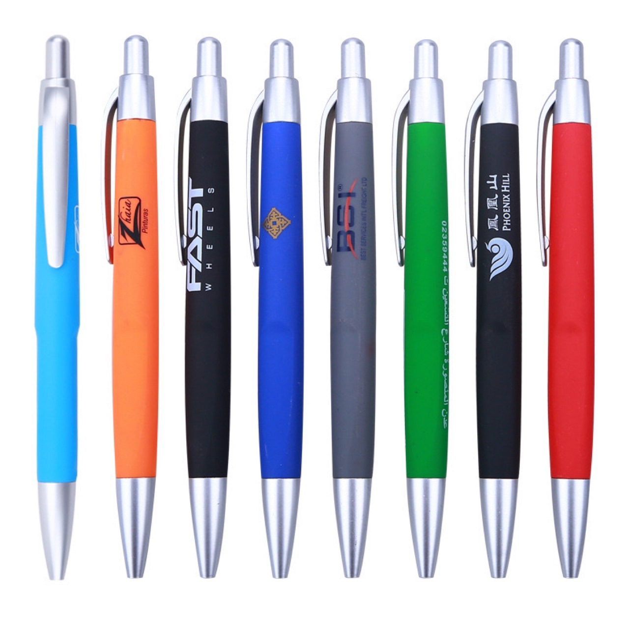 Bullet head neutral pen, ballpoint pen, colored glue pen barrel with logo, student pen, advertising pen