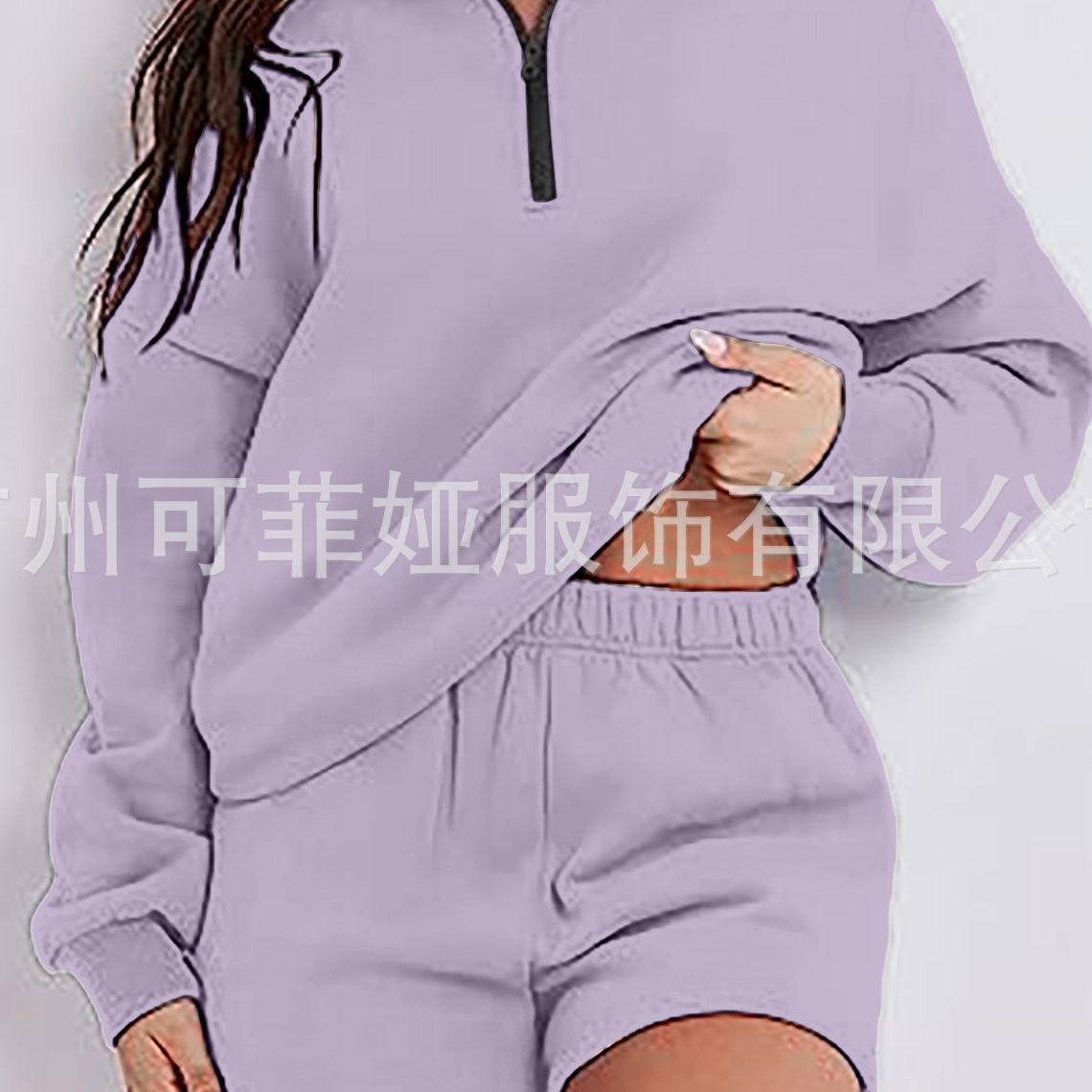 23 transfronteriza otoño nuevo desgaste del hogar traje pullover cuello abierto de manga larga cómodo pijama casual corto traje deportivo de las mujeres